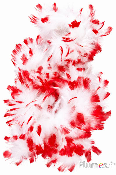 Putenkragen - Länge der Federn 10 cm - weiss Spitze rot